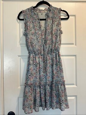 Gypsies & Moondust Pale Blue Floral Ruffle Midi Dress